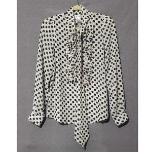 Black & White Polka Dotted Sheer Blouse - Size Medium